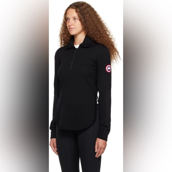 Canada Goose Fairhaven ¼ Zip Sweater 100% Wool Black Italy Size Small - Picture 11 of 11
